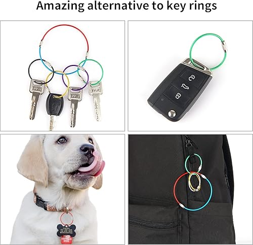 Miniatura 7 de Cuttte 14 llaveros 47 pulgadas de alambre de acero inoxidable para llaveros 0079in de alambre de acero inoxidable roscado resistente para equipaje