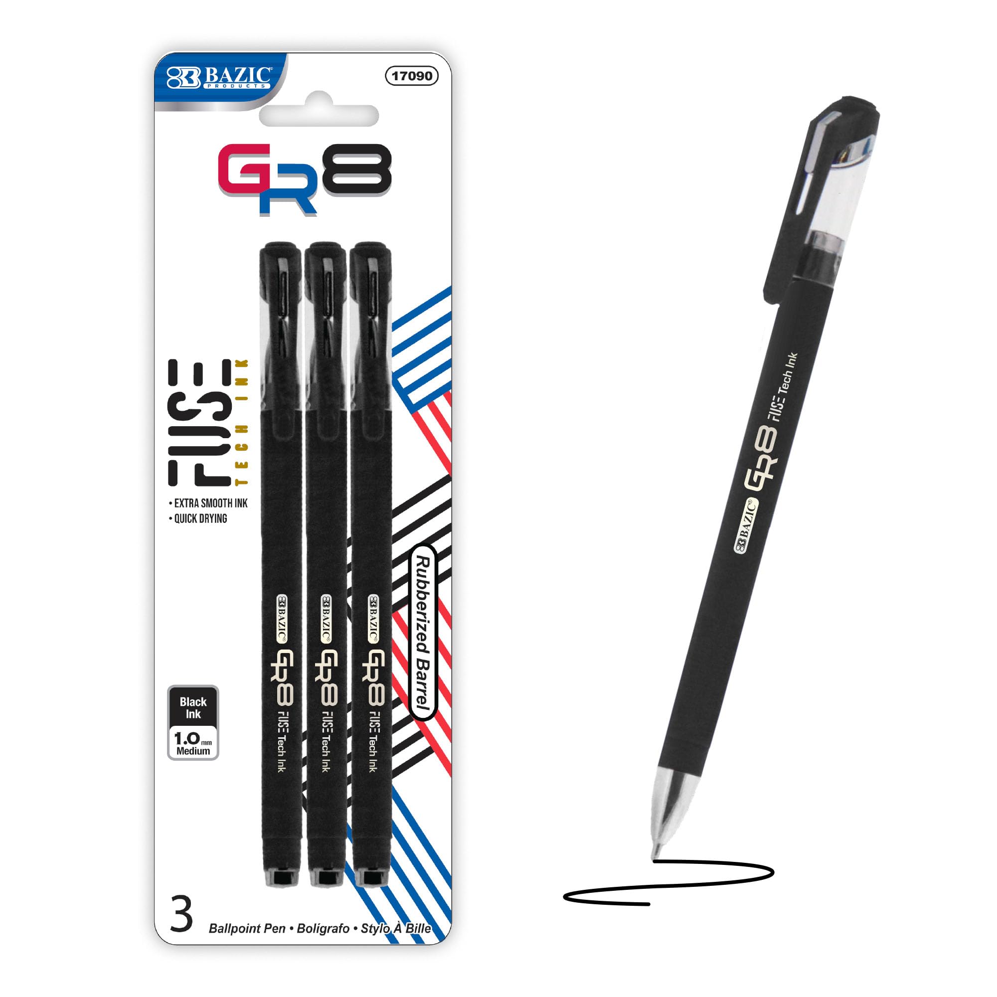 Amazon.com: BAZIC Oil Gel Ink Pen, GR8 Black Color w