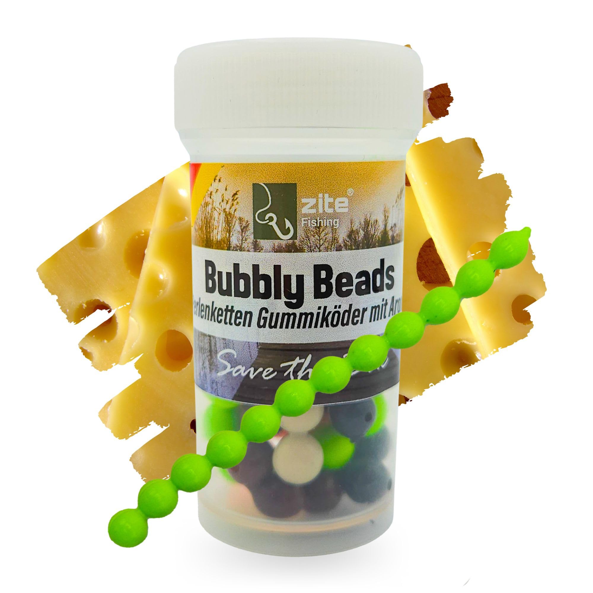 Zite Fishing Bubbly Beads Allround Mix 5 x 12 pezzi – imitazioni di salmone – rimozione uova di trota senza ftalati – Esca in gomma attiva UV – formaggio