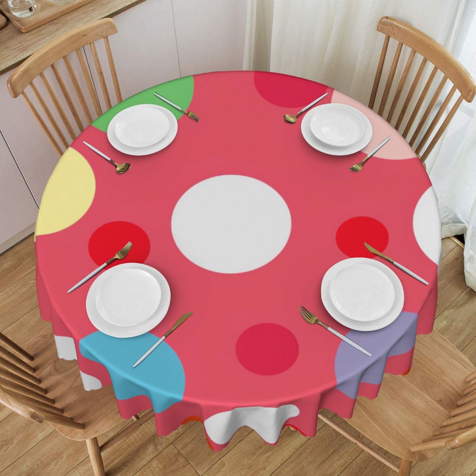 Nappe ronde imprimée imperméable et dentelle pour éviter les taches