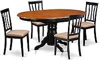 Vista 13 de East West Furniture AVAT5-OAK-C - Juego de mesa de cocina de 5 piezas para 4 personas, incluye una mesa de comedor ovalada con hojas de mariposa y 4