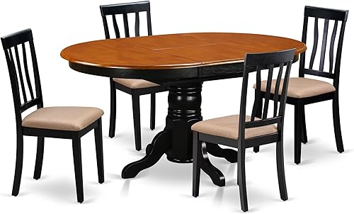 Miniatura 13 de East West Furniture AVAT5-OAK-C - Juego de mesa de cocina de 5 piezas para 4 personas, incluye una mesa de comedor ovalada con hojas de mariposa y 4