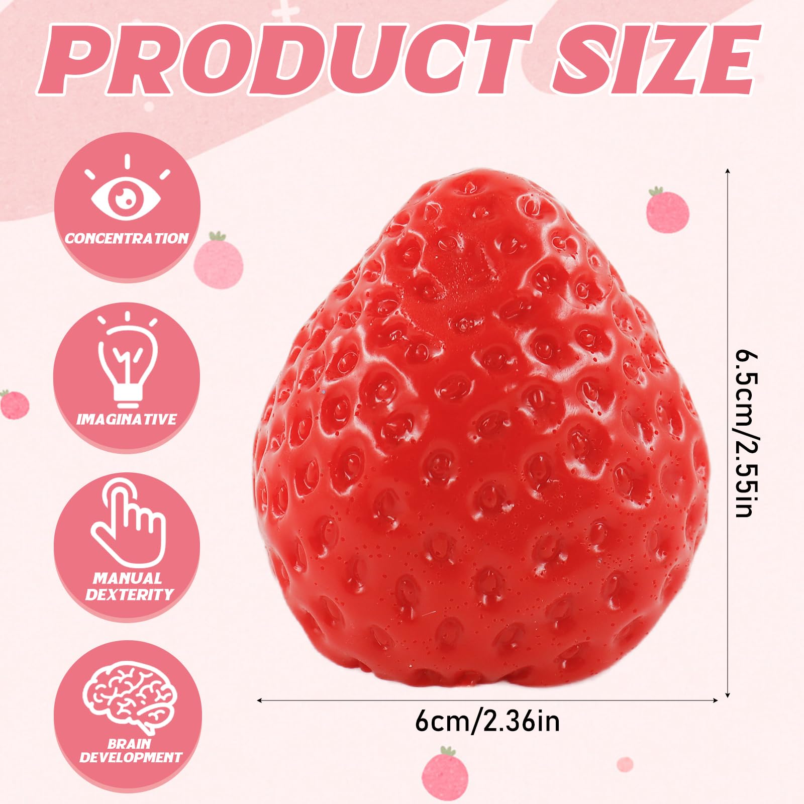 Squishy Fragola Taba - 2 Pezzi Anti Stress - Morbido Giocattolo Sensoriale - Foto 10
