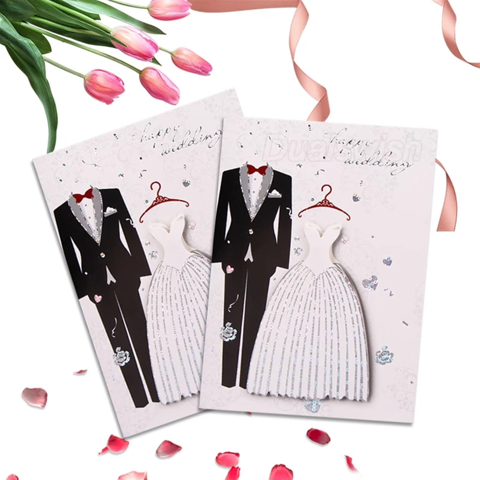 Invitation de mariage faite à la main, Lot de 6 invitations de mariage élégantes avec enveloppes for marié et mariée de style occidental, fournitures de fête for mariage, fiançailles, anniversaire