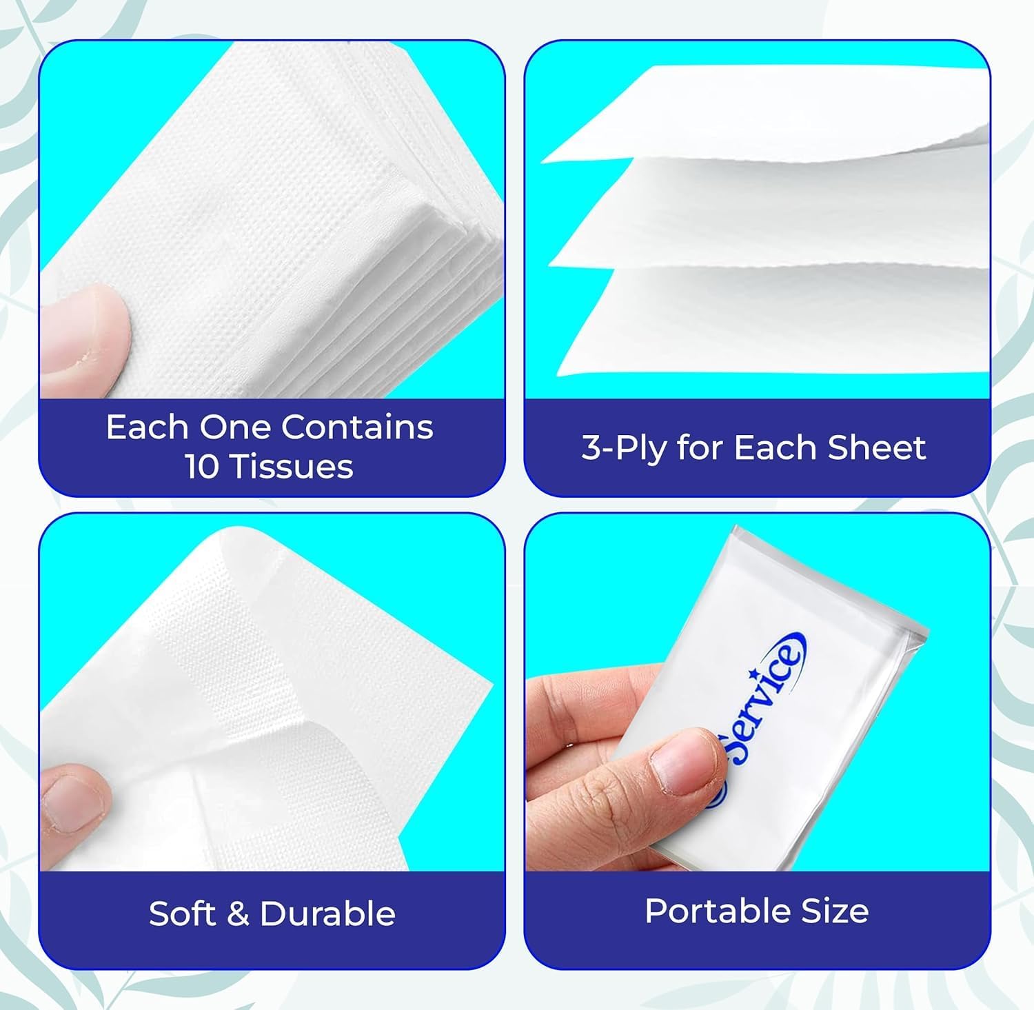 24 Pack Slim Travel Size Facial Tissues – Mini Pocket Packs for Purse, Car Soft 3 Ply Paper Tissue, 10 each, Individual Packs for Nose, Hand, or Face Portable Tissues for Travel