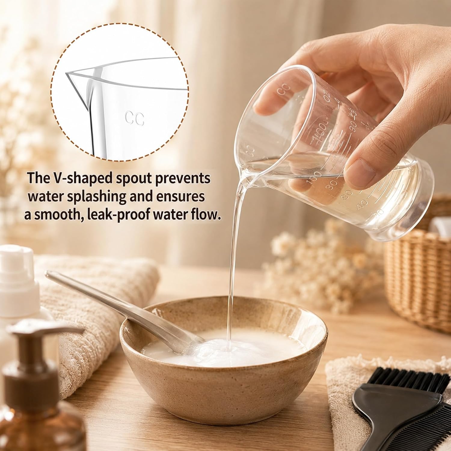 2 Pcs Hair Dye Measuring Cups 4 oz Clear Plastic Hair Color Liquid Beaker