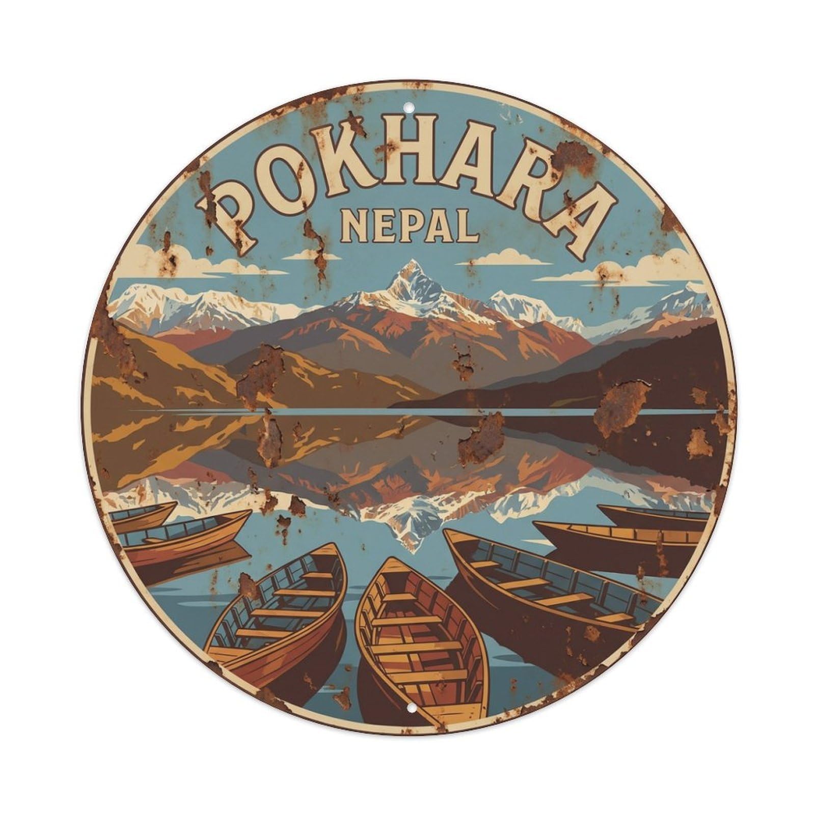 Travel Retro Nepal Pokhara Metal Tin Sign