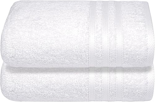 Miniatura 3 de Infinitee Xclusives Toallas de baño de 100% algodón turco de alta calidad, de 27 x 54 pulgadas, toallas de baño blancas altamente absorbentes, para