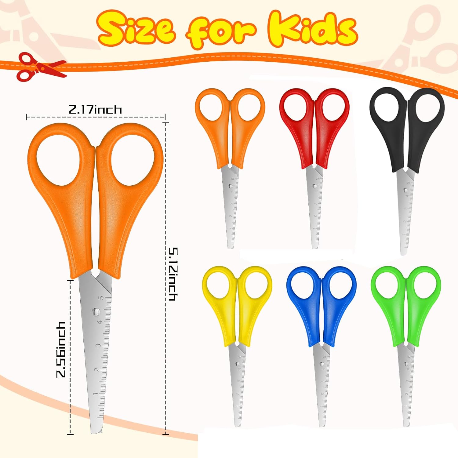 240 Pcs Kids Scissors Bulk for School 5'' Student Scissors Child Scissors Blunt Tip Safety Scissors Stainless Steel Paper Scissors for Kindergarten Primary Craft Project (240)