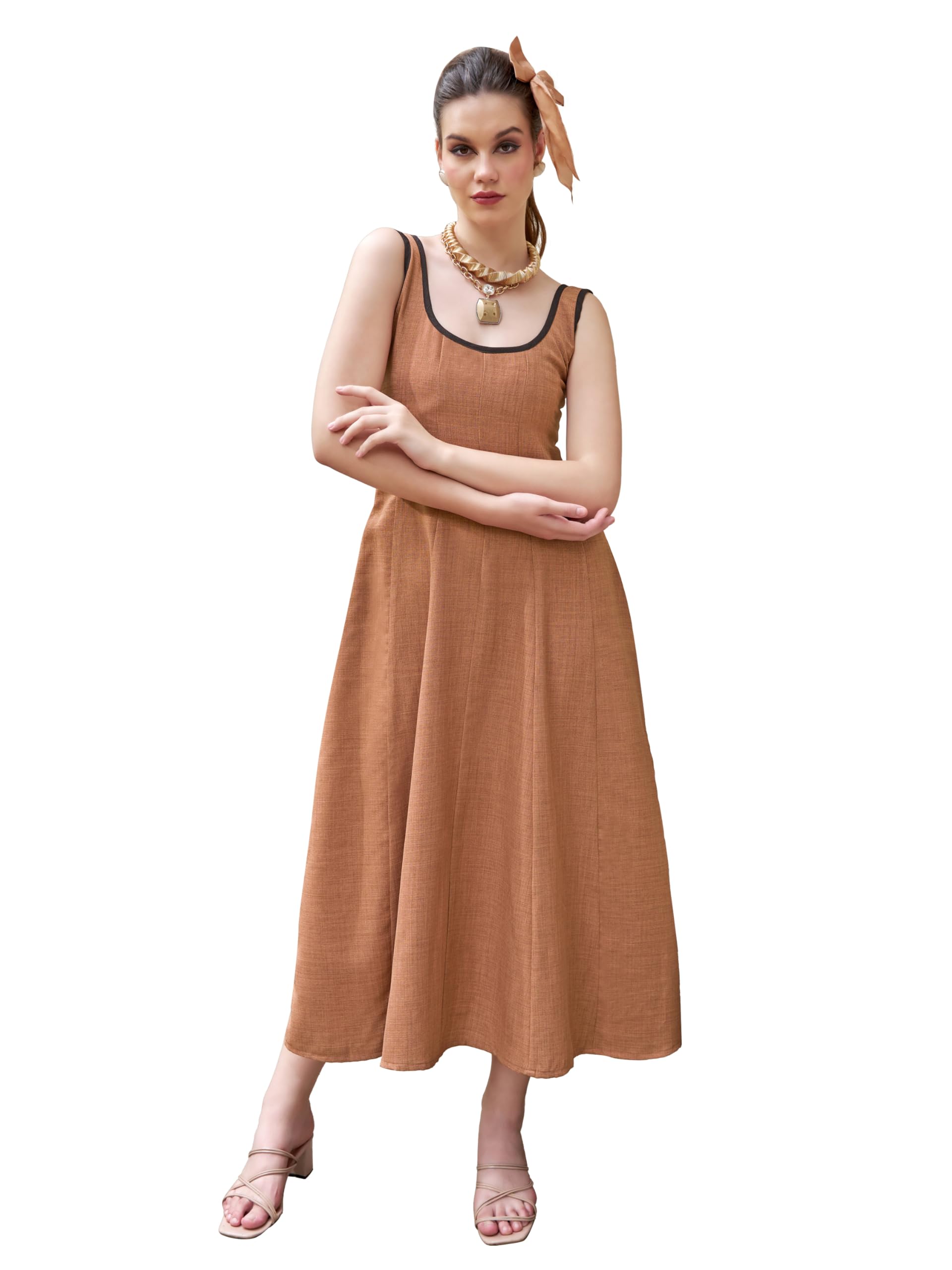 Women’s Maxi Solid Linen Dress-image-47