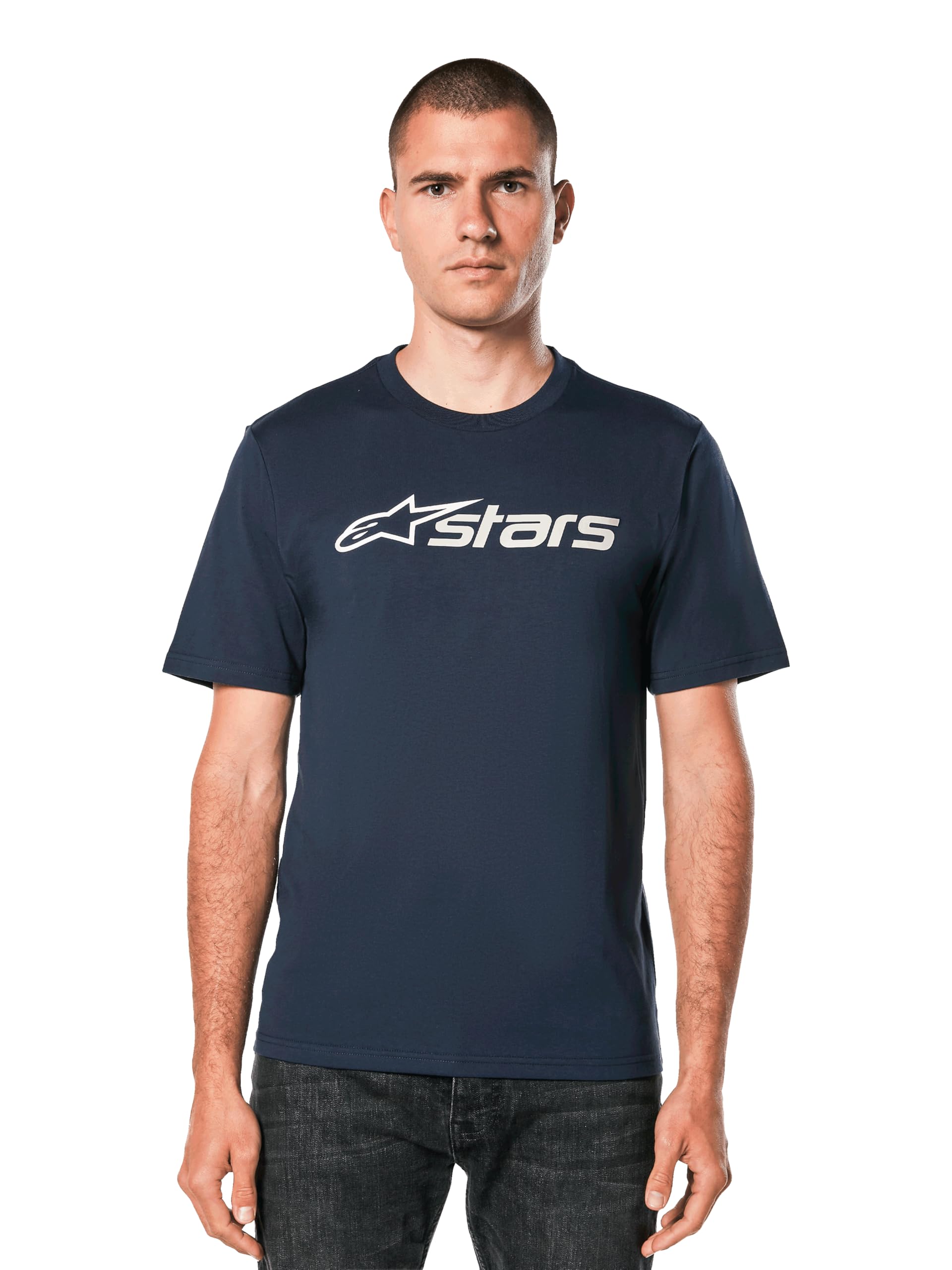 Alpinestars Men's Navy Blue/White/Grey Original Logo Tee Short-Sleeved Crew Neck T-Shirt, L