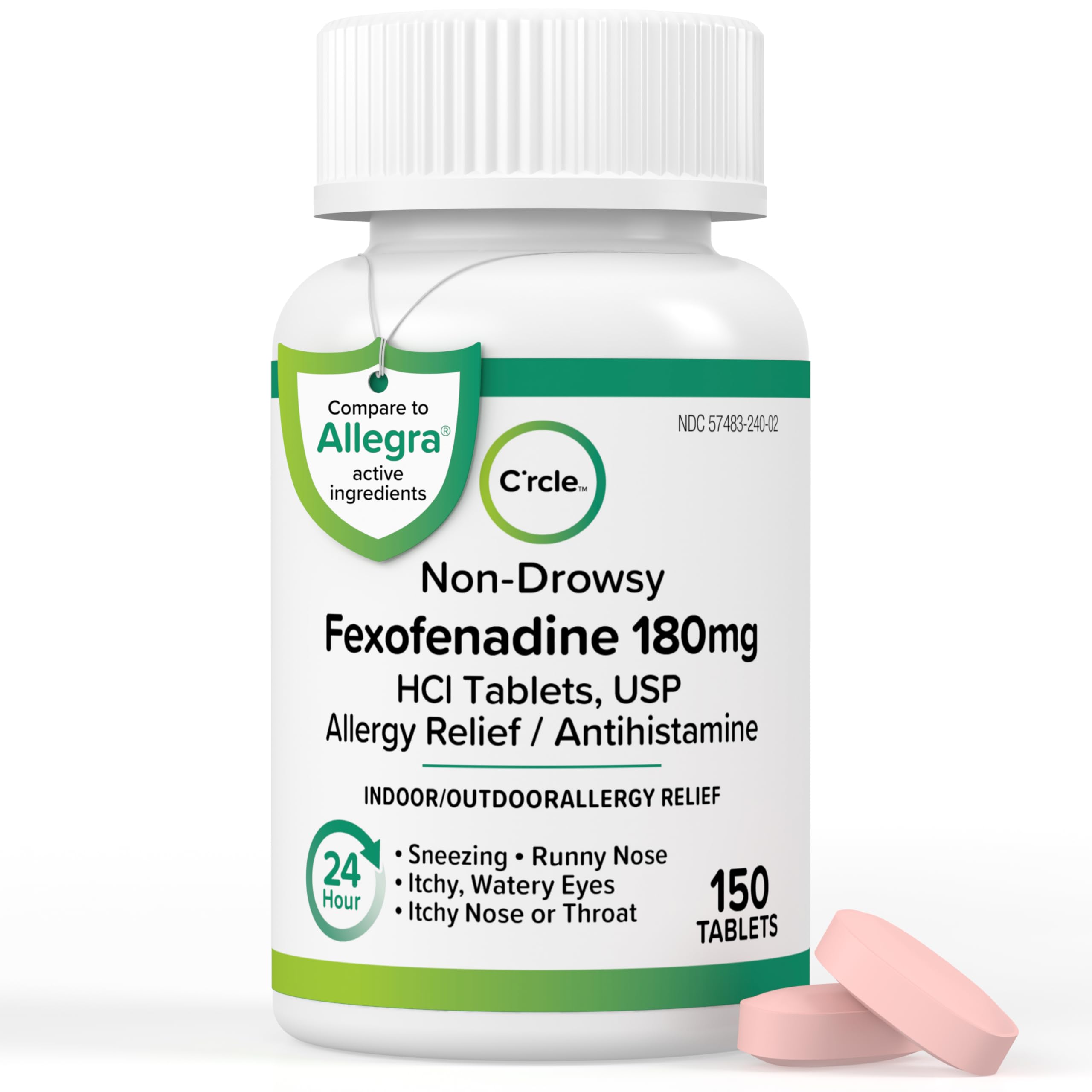 Fexofenadine 180mg Allergy Pills - Non Drowsy 24 Hour Allergy Medicine for All Day Relief - Antihistamine Tablets for Adults (150 Count)