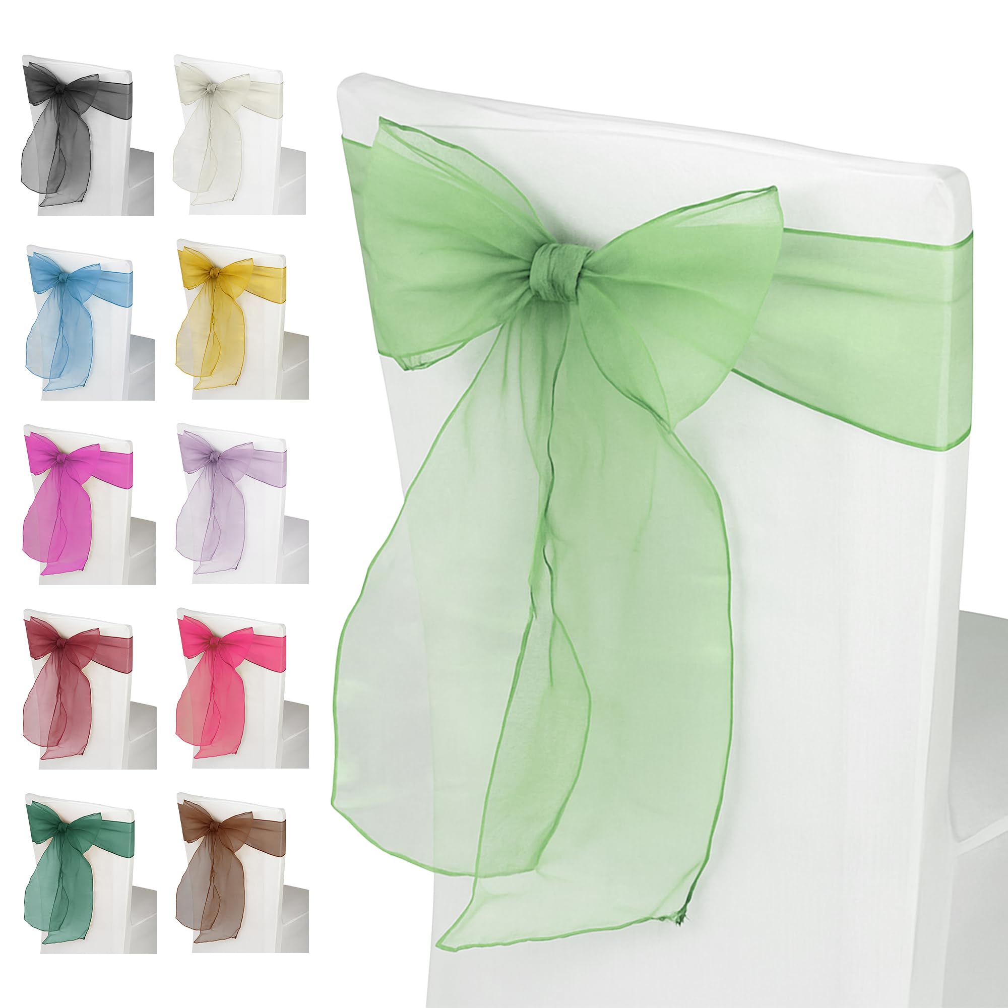 WedDecor Organza-Schärpen für Stuhlhussen, vollere Schleifenbänder in Mintgrün, für Bankett, Geburtstag, Jahrestag, Weihnachtsfeiern, Event-Dekoration, 17 cm x 280 cm, 75 Stück