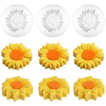 3PCS Sunflower Mold, Unique Flower Silicone Fondant Chocolate Cake Decor Molds, Silicone Molds for Baking, 3D Candle Mold for Soy Wax Beeswax Resin Craft