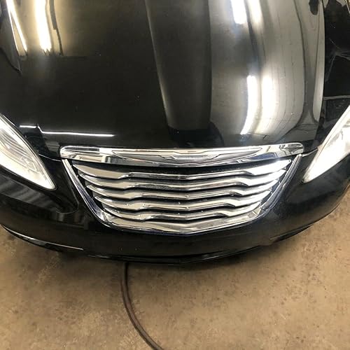 Miniatura 7 de ECOTRIC Parrilla delantera compatible con Chrysler 200 Sedan 68082050AE CH1200353 2011-2014 Parachoques superior del radiador parrilla del capó del