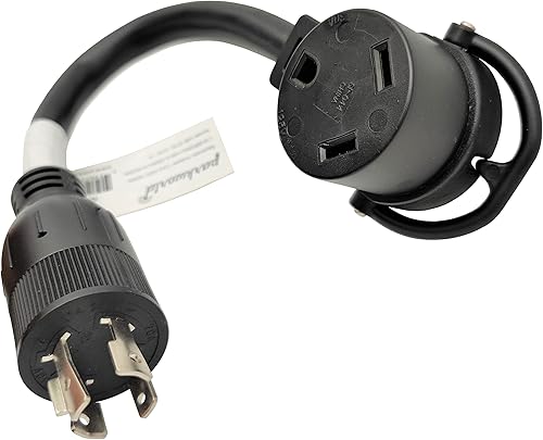Parkworld 62657 Cable adaptador de 4 clavijas 20A generador con bloqueo macho L14-20P a TT-30R RV 30A Receptáculo hembra de 1 pie