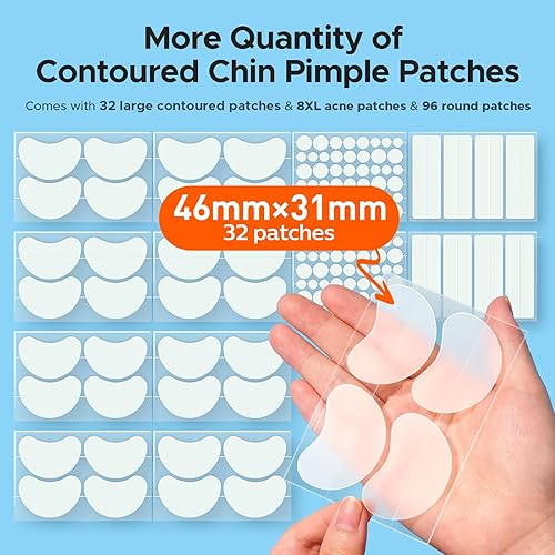 Miniatura 2 de TKTK Parches hidrocoloides grandes para espinillas de barbilla para cara, parche de acné contorneado XL para brotes de zit en la mandíbula, tiras de
