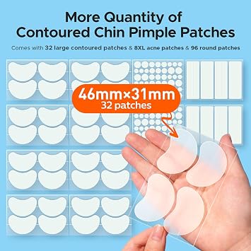 TKTK Pimple Patches Pimple Patches for Face Hydrocolloid Acne Patches Zit Patches for Chin and Nose Skin Care 5 Sizes 136 Count