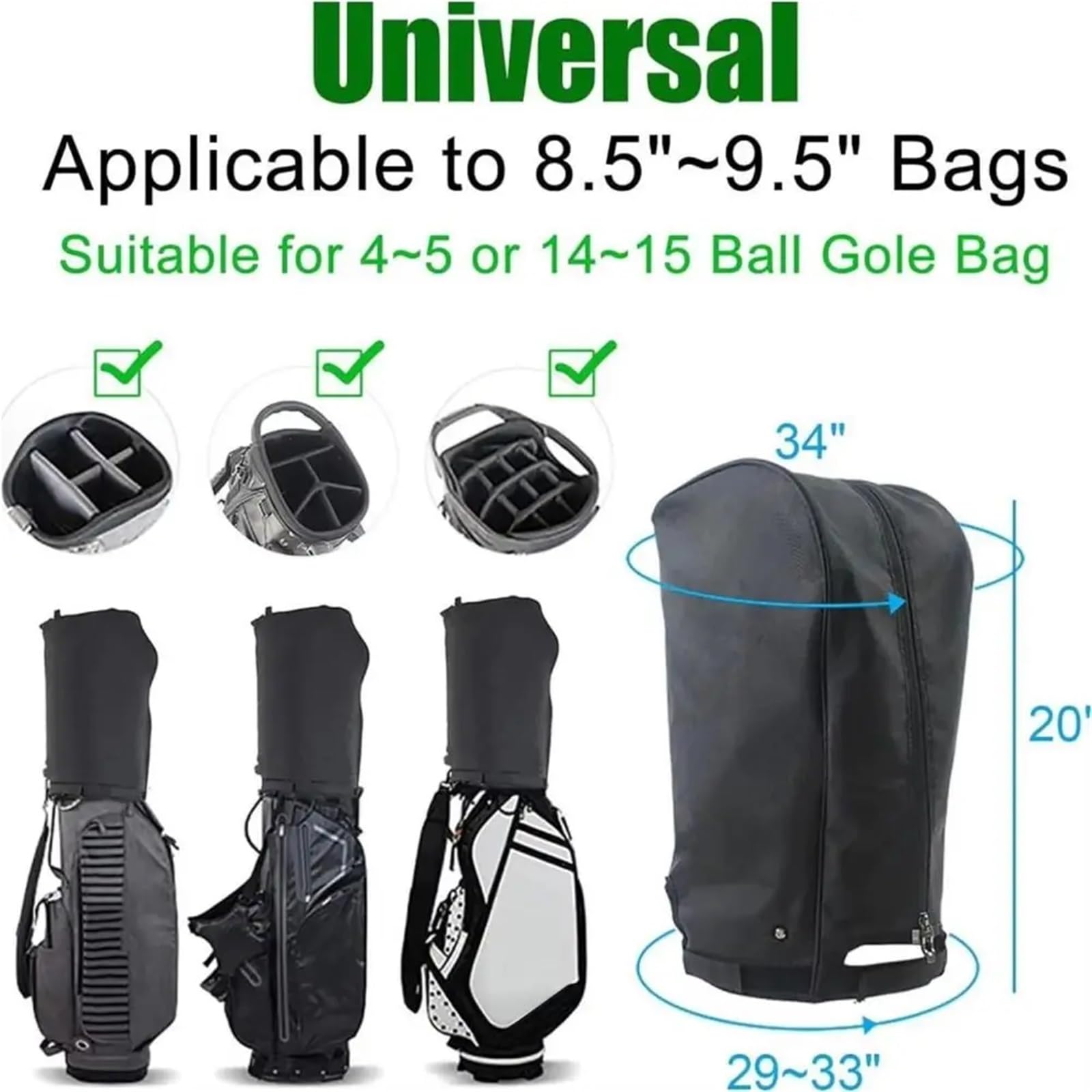 Funda para Bolsa De Golf Protector a Prueba de Polvo for la Lluvia del Palo Golf, Bolsa Impermeable, Funda con botón a presión Tela Oxford