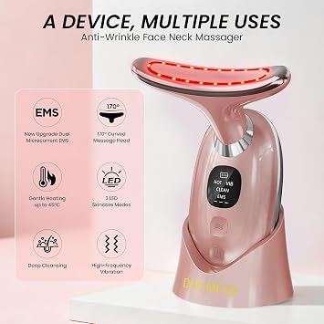 Face Massager, LED Face Sculptor with EMS, 45°C Warm, Red Light Therapy, Vibration, Microcurrent Face Lifting Device Reduce Wrinkle, Firming and Tightening Skin for Women Girls