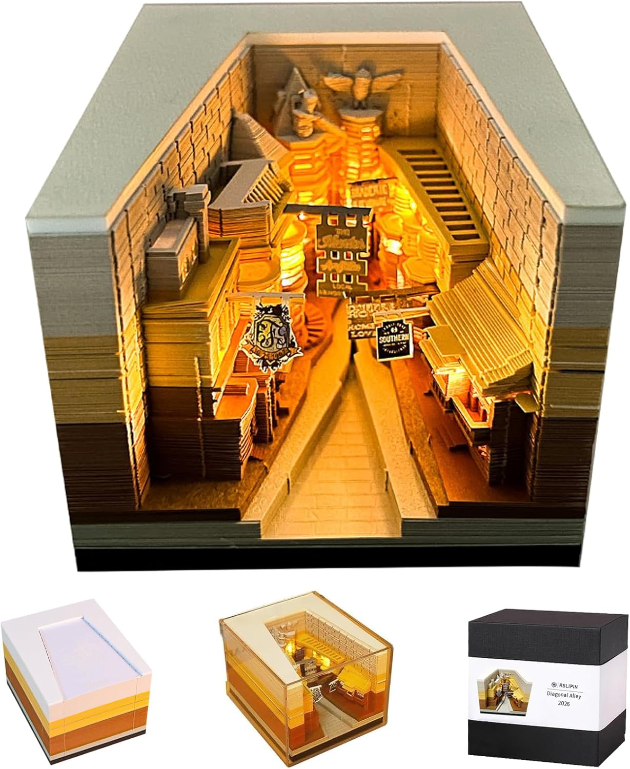 3D Memo Pad Time Piece Calendar 2026,3D Art Calendar 2026 Creative Paper Sculpture Diagonal Alley Rip Away Calendar Notes