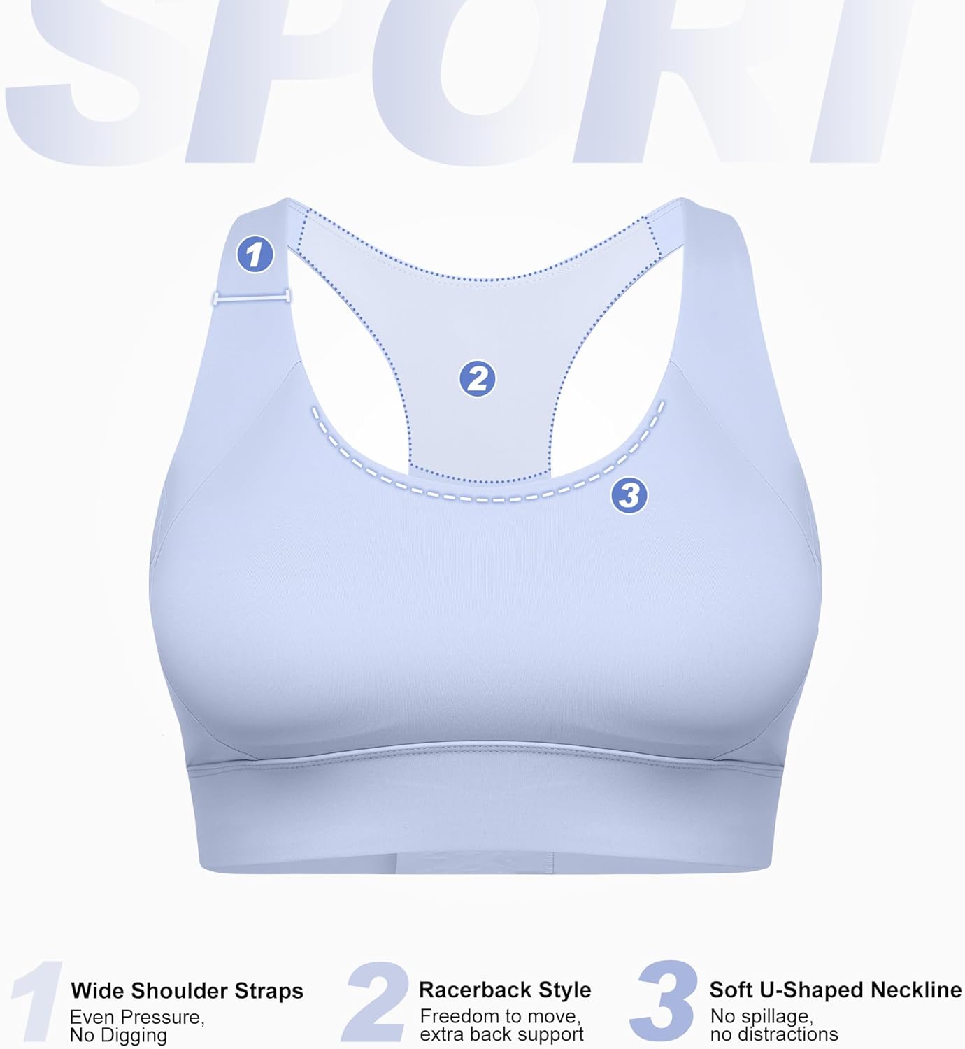 Sports Bras for Women High Support Racerback High Impact Sports Bra Push Up Womens Padded Workout Running Gym Yoga Tops - Image 7