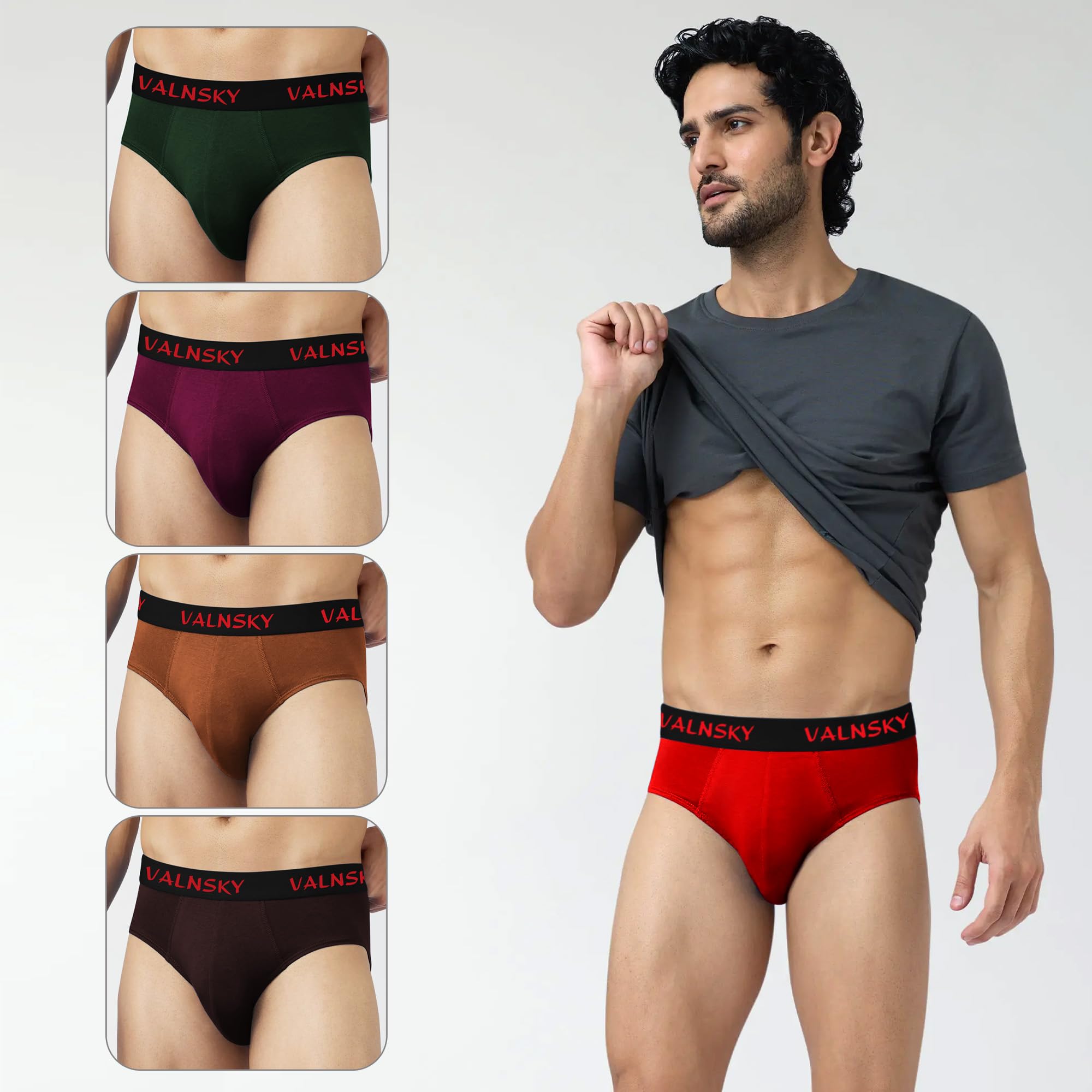 wyatt Mens Regular Cotton Blend Solid Brief (Pack of 5)-picture-19