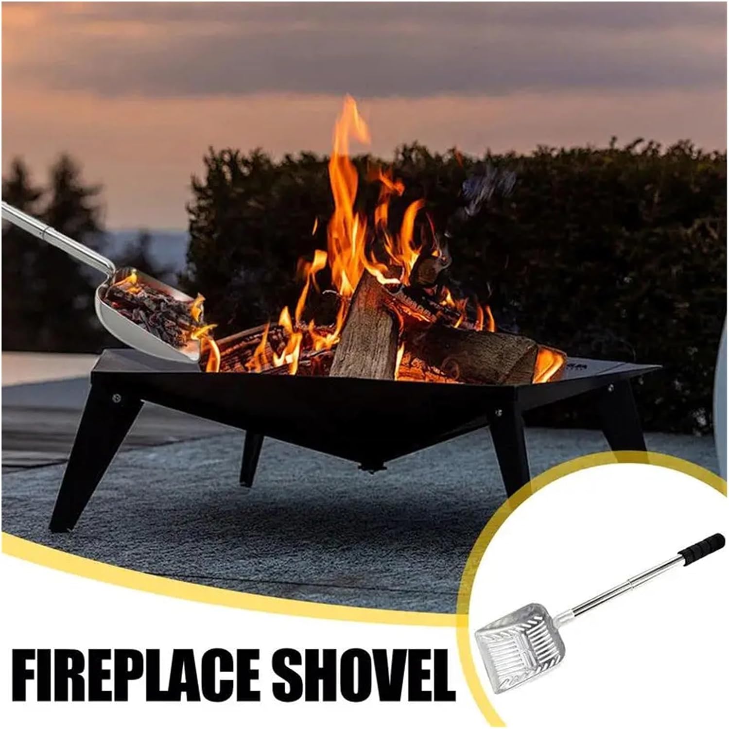 Fireplace Ash Shovel Fire Pit Sifter Hollow Out Stainless Steel Charcoal For Coal Separating Adjustable