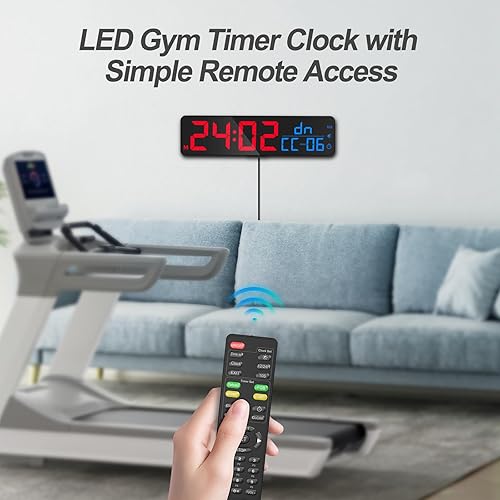 Miniatura 8 de ANJANK Temporizador de gimnasio grande de 15 pulgadas, reloj de pared digital LED con segundos, temporizador para entrenamiento, intervalo y rondas,