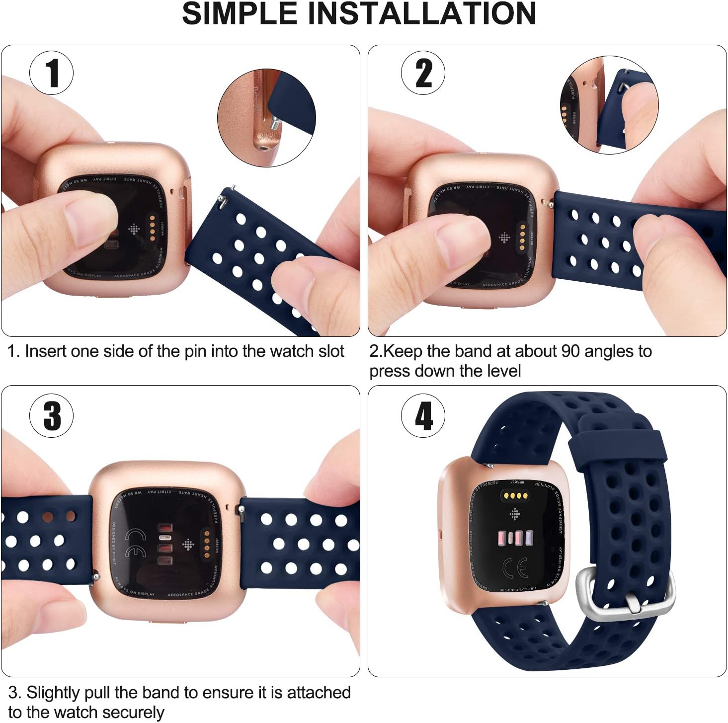 IEOVIEE Sport Bands Compatible with Fitbit Versa 2 / Versa Lite/Versa Smartwatch, Waterproof Breathable Wristbands for Fitbit Versa 2 Smart Fitness Watch (Small, Olive Green+Navy Blue+Black)