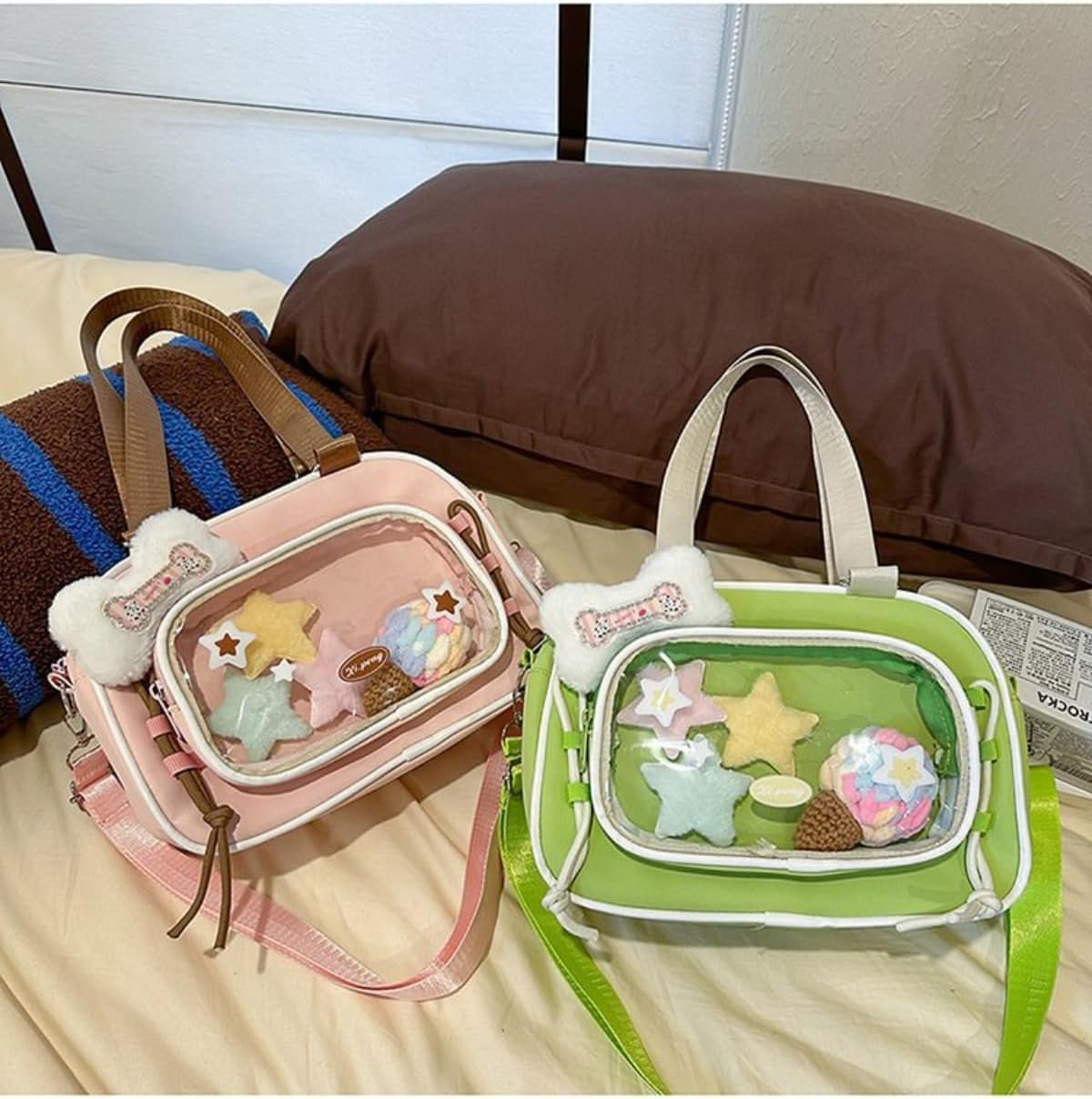 Itabag cute plush bone Crossbody Bag anime pin display star shoulder bag - Image 2