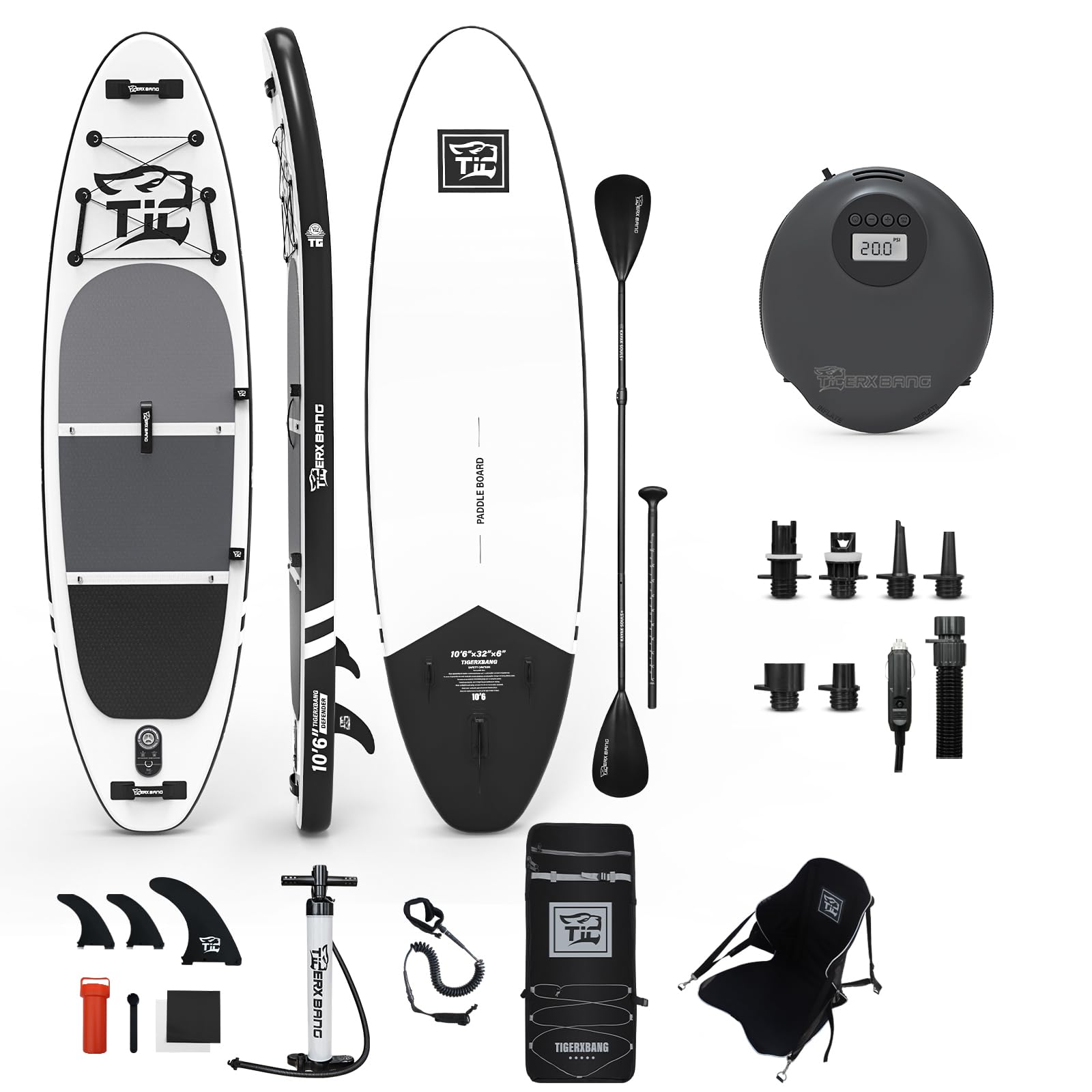 Tabla Paddle Surf Hinchable TIGERXBANG Paddle Board con Accesorios Premium Tabla Sup, PadelSurf Stand Up Padding para Adultos/Niños Sup