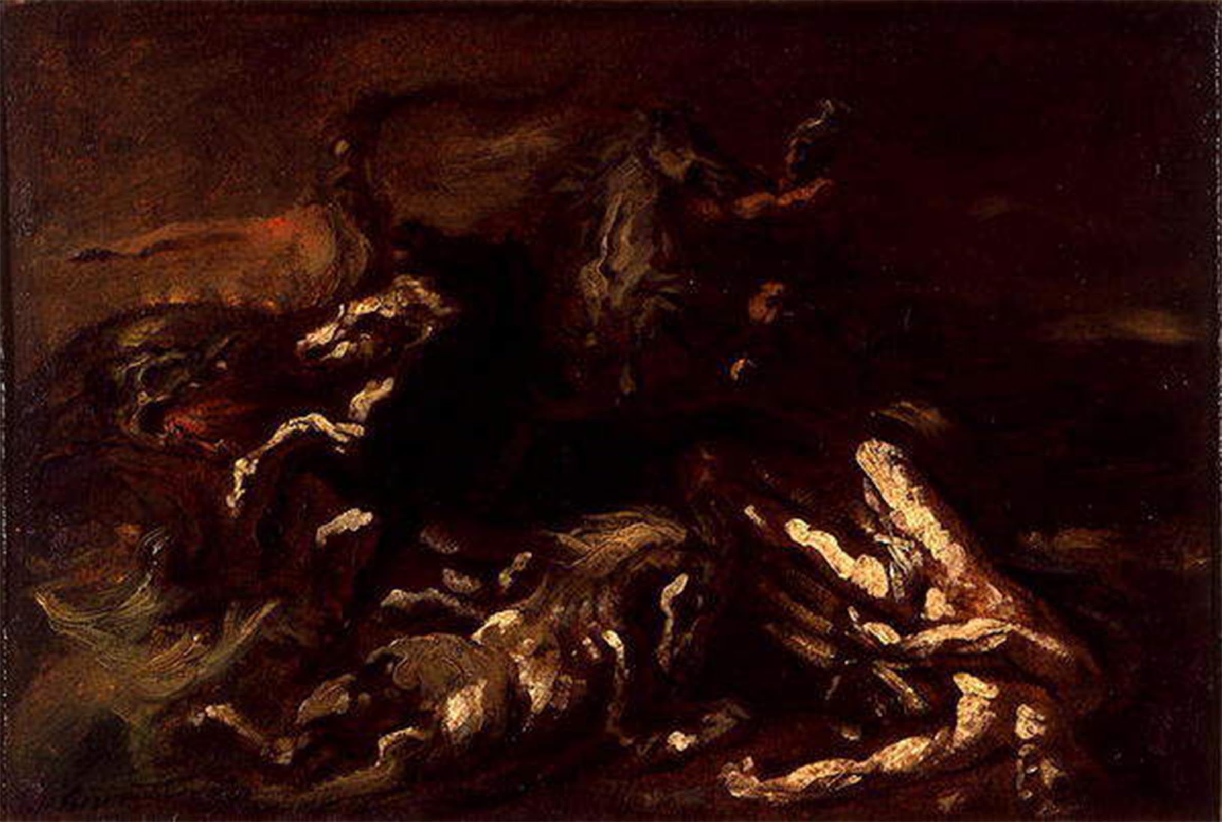 SERENDIPITP Abstract Painting Mural Print Picture Wall Decor Painting the Death of Hippolytus by Theodore Gericault Vintage Wall Artwork for Home Decor 60x90cm
