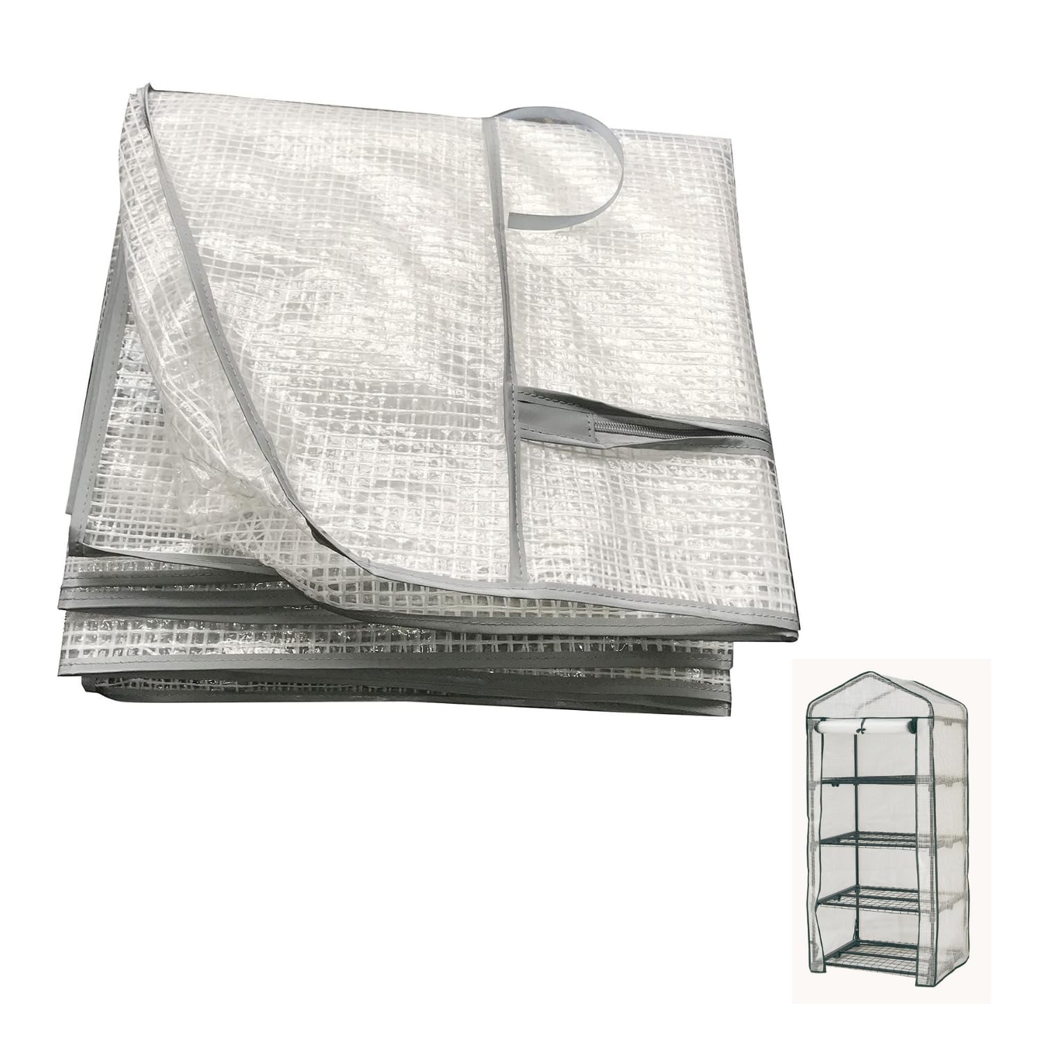 Deejaah® Mini Greenhouse COVER ONLY - 4 Tier White PE Cover for Portable Greenhouse, Roll-Up Zipped Door – Grow house Cover For Plants And Seedlings - Perfect for Outdoor Garden and Home