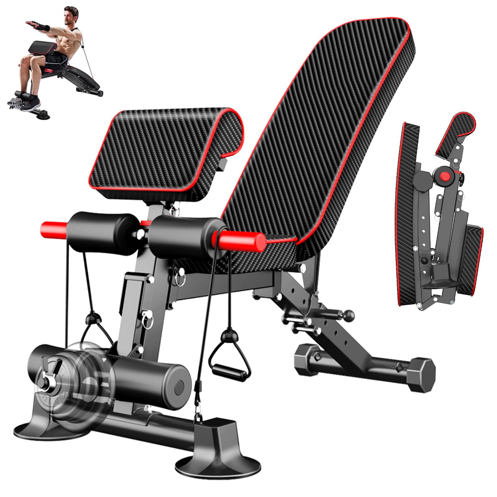 Adjustable Weight Bench Utility Workout Bench for Home Gym,Foldable Incline Decline Benches for Full Body Workout,Maximum Weight 600 Lbs