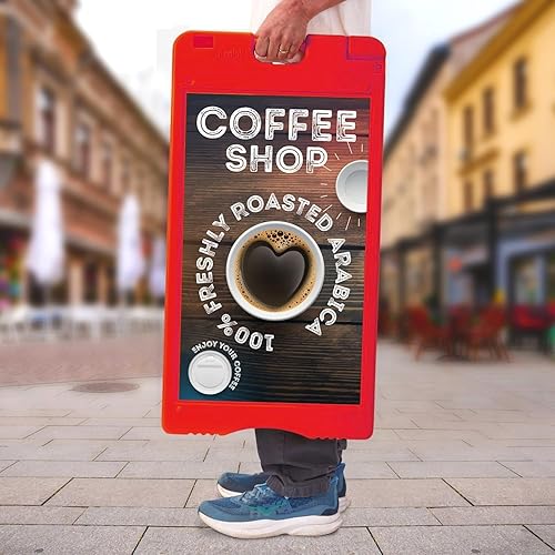 Miniatura 5 de Jumbl Letrero con marco A de 15.7 x 26 pulgadas, pequeño tablero sándwich para exteriores con protector de letrero de PVC resistente a la intemperie