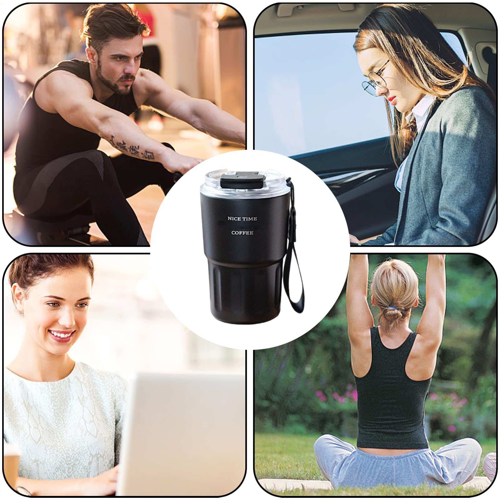 Kubki ze stali nierdzewnej – 360 ml kubek podró?ny ze s?omk?, kubek zatrzymuj?cy ciep?o i zimno do podró?y, codziennego u?ytku, aktywno?ci ?wie?ym powietrzu, si?owni?, do uprawiania sportu