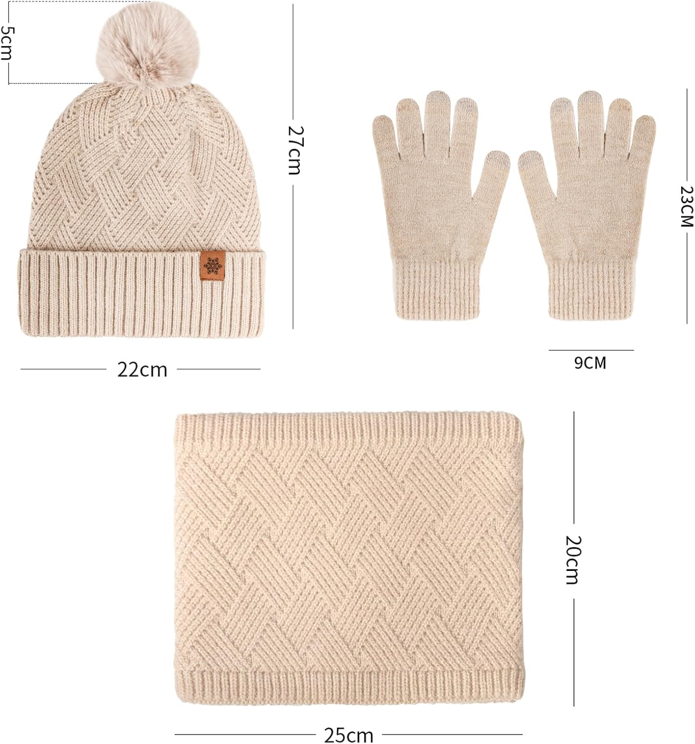 Wednesday Bonnet Fille 3 Pièces, Ensemble Bonnet Écharpe Gants Tricot Chaud Vêtement Accessoires D'Hiver Gothiques Idée Cadeau