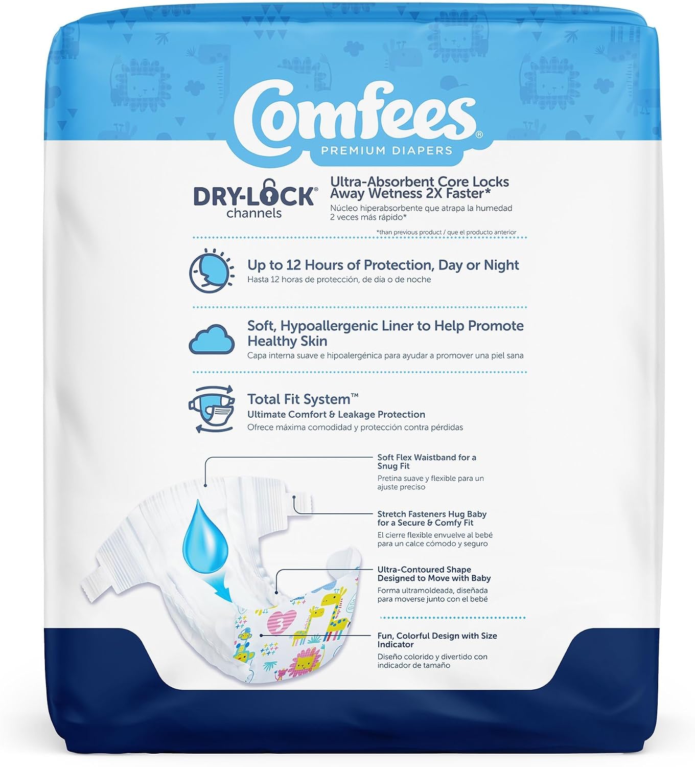 Comfees Premium Baby Diapers with Total Fit System for Boys & Girls, Size 3, 144Count, White (CMF-3)