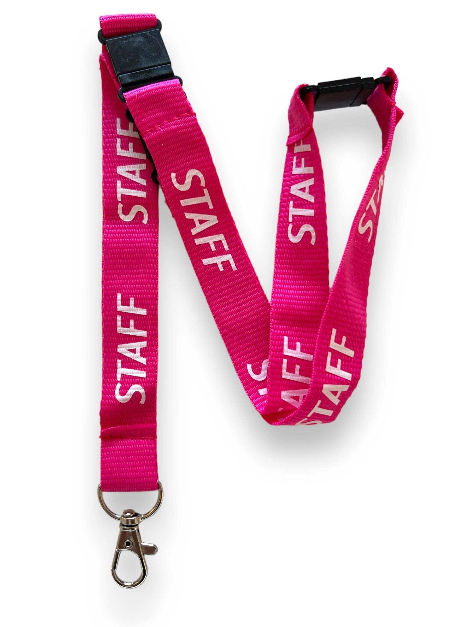 PAC Supplies Global 20mm STAFF Neck Lanyard With 3 Point (Triple) Safety Breakaway (Pink, 5) — image 1