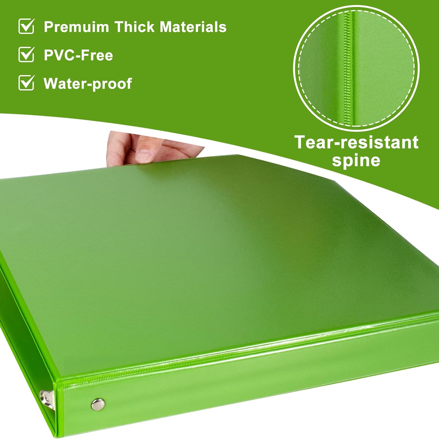 CIXILDTS 1-Inch 3 Ring Binder, Standard Round Ring Binder Fit Letter Size Paper, Presentation View Binders, 6-Pack, Green