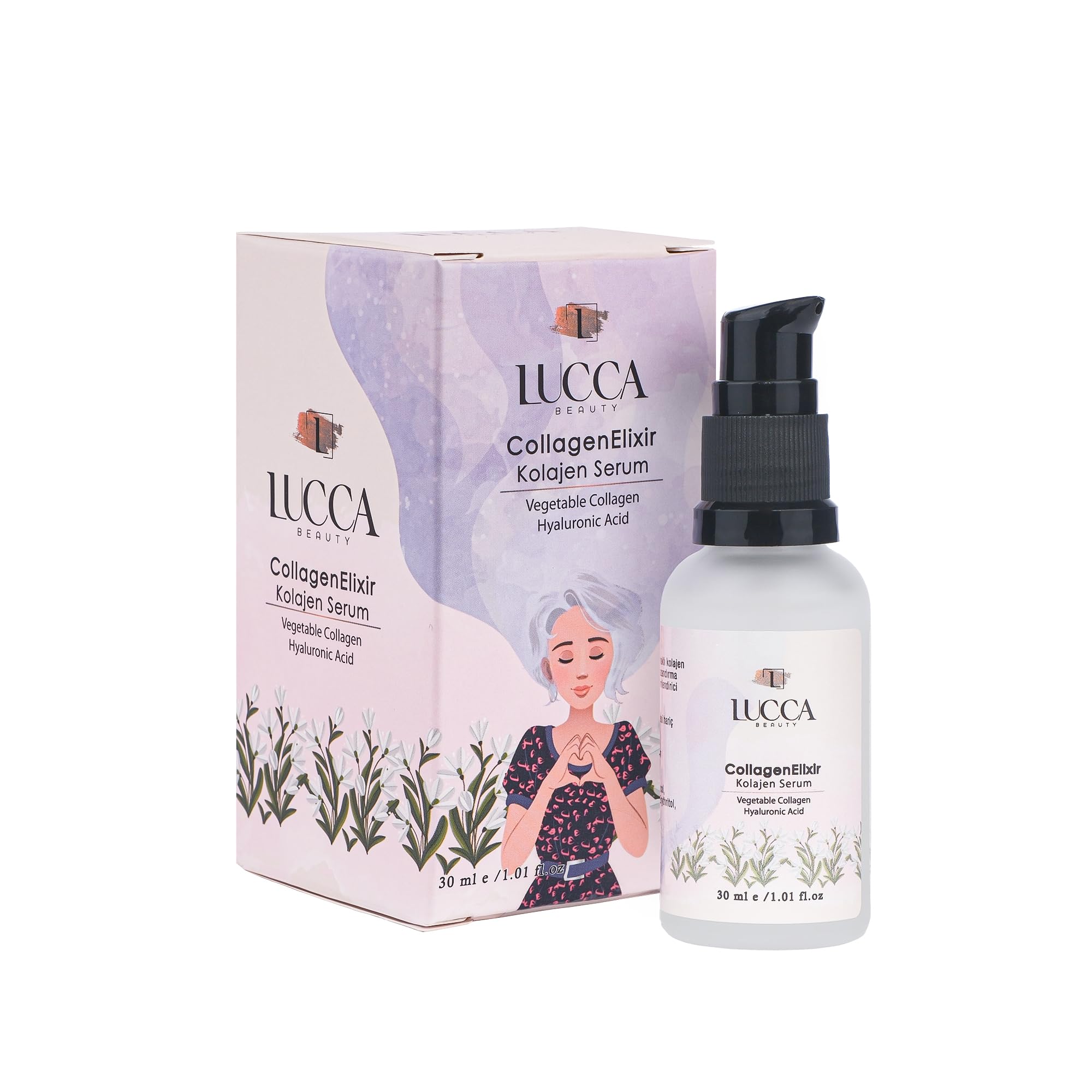 Lucca Beauty CollagenElixir Kolajen Serumu 30 ml – Vegan, Bitkisel Kolajen, Hyaluronik Asit ve Sodyum PCA İçerikli Nemlendirici Yüz Serumu