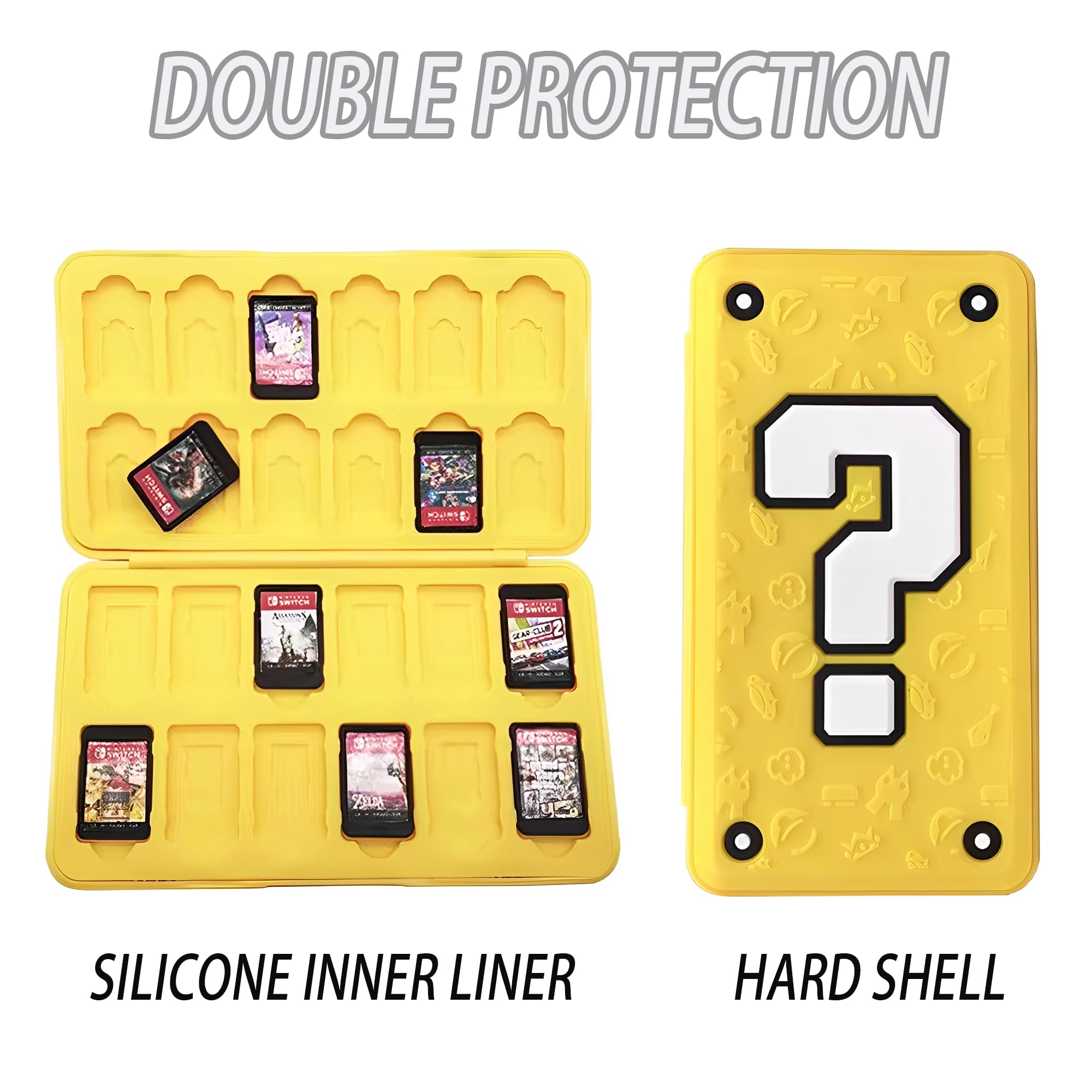 Etui do gier z 24 gniazdami, przełączanie gier z 24 gniazdami na karty do gier / gniazdami na karty SD, przenośne magnetyczne pudełko do przechowywania pamięci do Lite/OLED, ŻÓŁTY, Yelloe