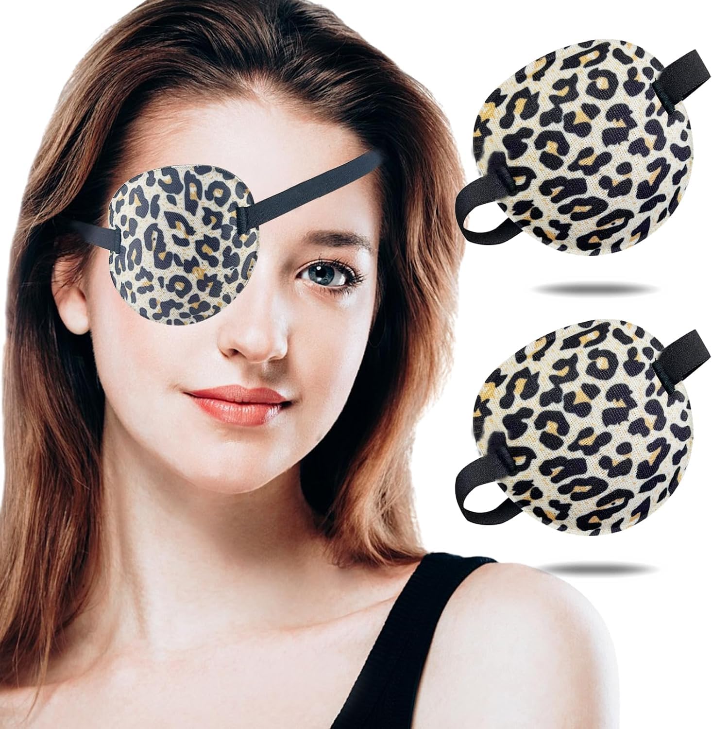 2PCS Eye Patch Medical for Adults and Kids, Left and Right Eye, Leopard