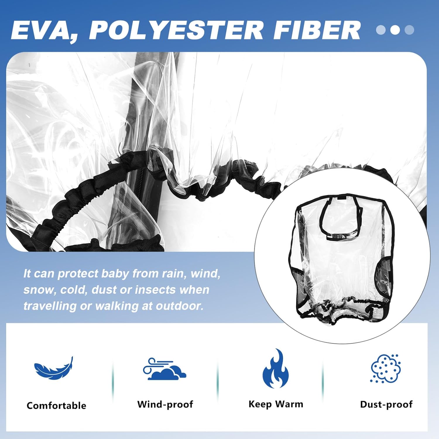 Carrier Stroller Rain Cover Windproof Waterproof Dustproof Shield for Outdoor Travel Weather Protection
