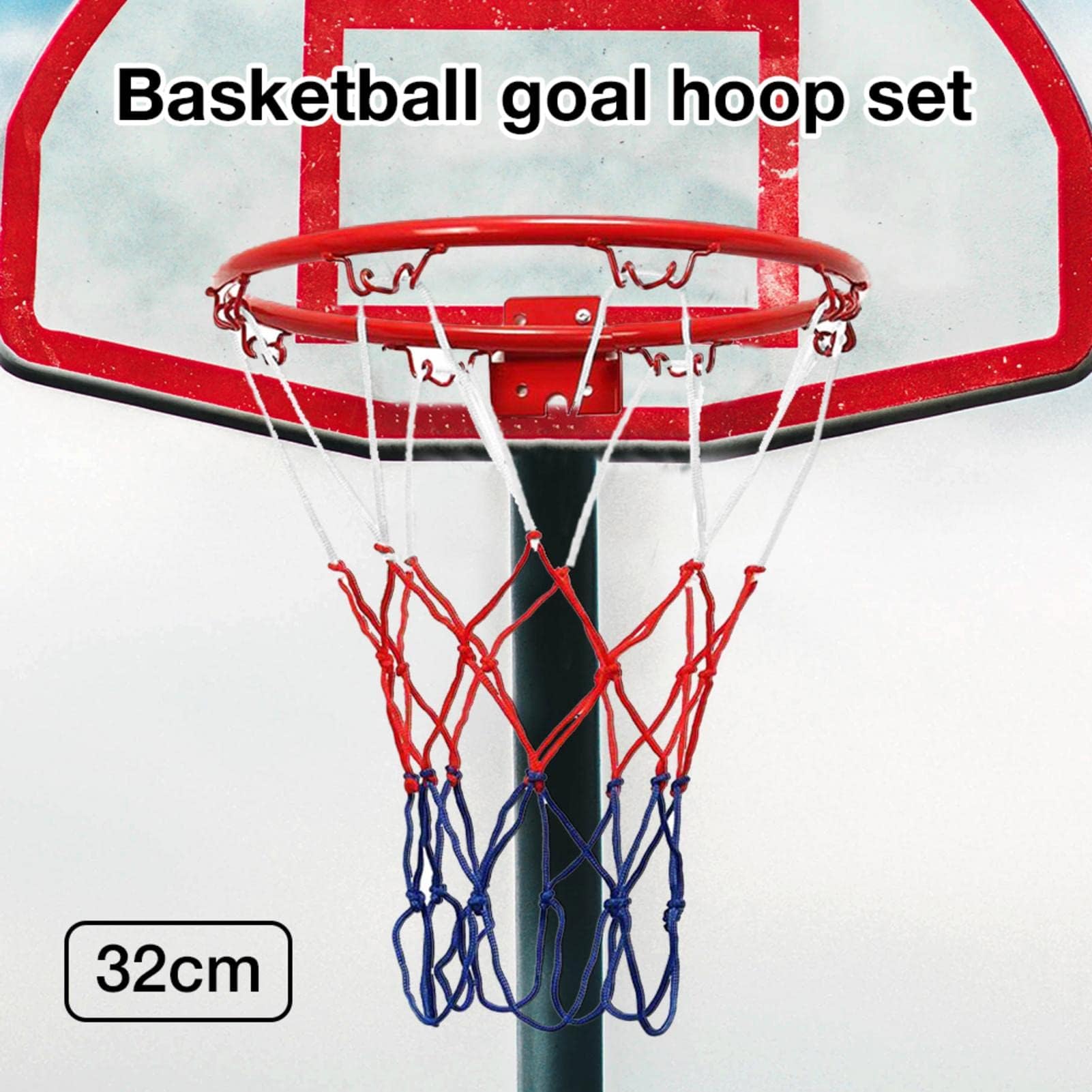 Basketballkorb Wandmontage, Basketballring für Kinder mit Netzschraube, Basketball Korb für Drinnen und Draußen, Durchmesser 32 cm, Metall