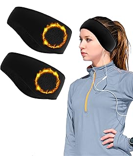 Zylioo 2 Pack Big Heads Running Ear Warmer,Fleece Earmuff Headband,Large Winter Ear Covers for Skiing Riding