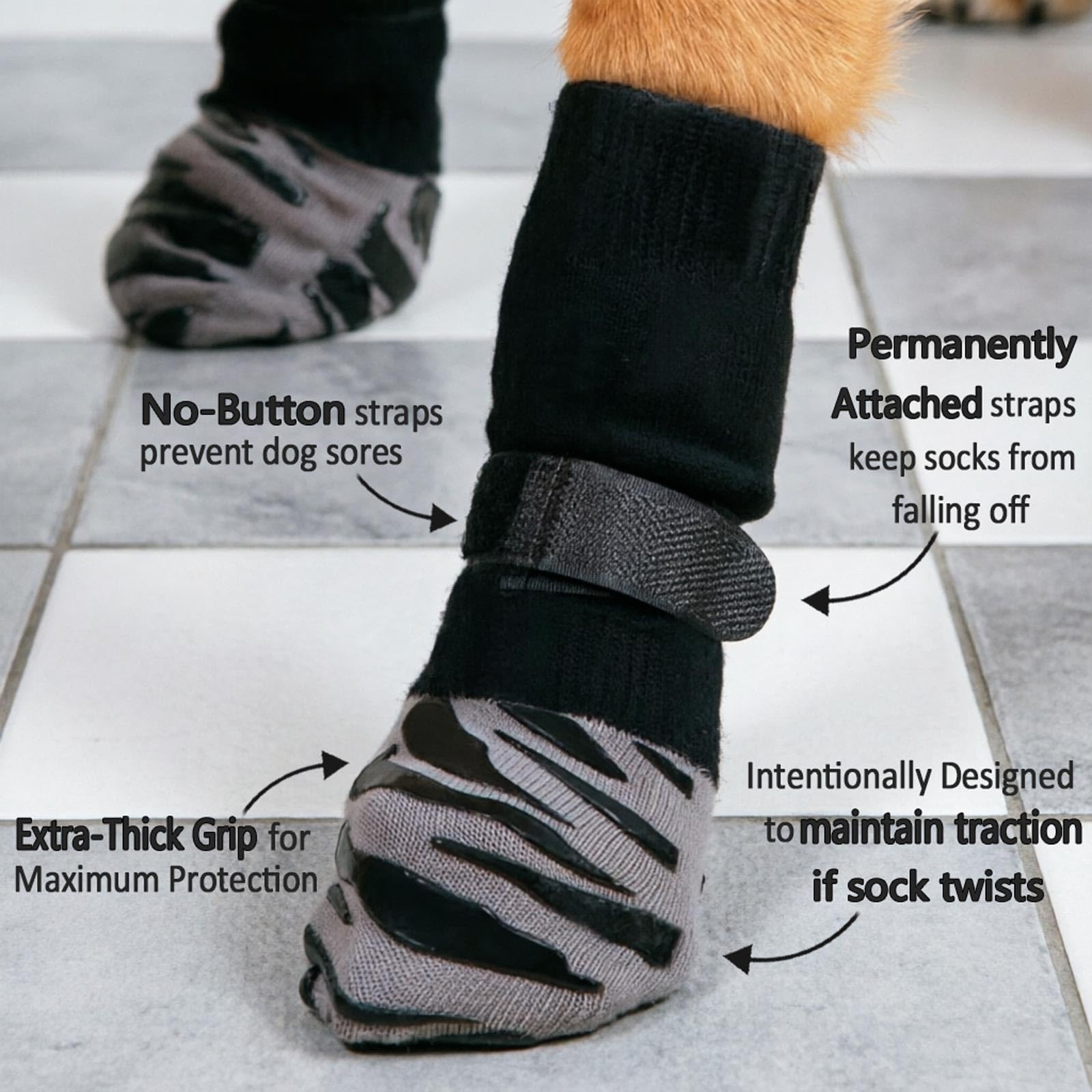 2 Paires Chaussettes Anti-léchage pour Chiens, Ensemble de pour Chiens Antidérapant, Bottes de Protection pour Chien Imperméable pour Chiens de Taille Moyenne et Grande, M