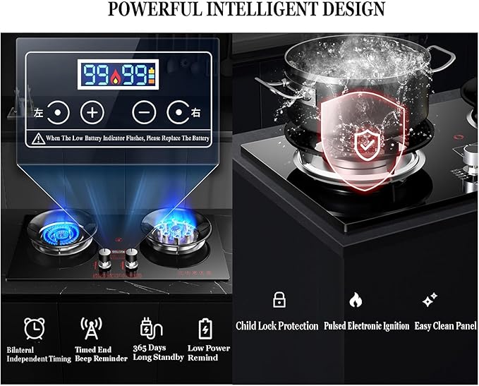 Estufa Portátil de 2 Puestos, Vidrio Templado Negro, 5.2KW/5.0KW miniatura 7