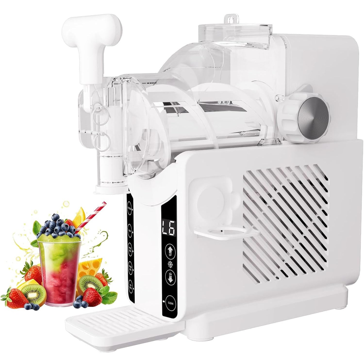 WEIZIIA Slushie Machine for Home, No Ice Needed Frozens Drink Maker with LED Touch Display & 5 Preset Programs, 2L Self-Cleaning Slushie Machine for Margarita, Cocktails, Milkshakes, Frappe White